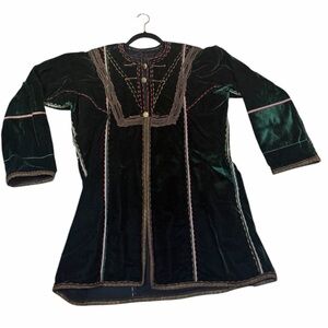 Vintage Ben Compton Green Velvet Embroidered Art Jacket Chapan Influenced c1970